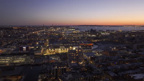 aerial view of gowanus, brooklyn at dusk
