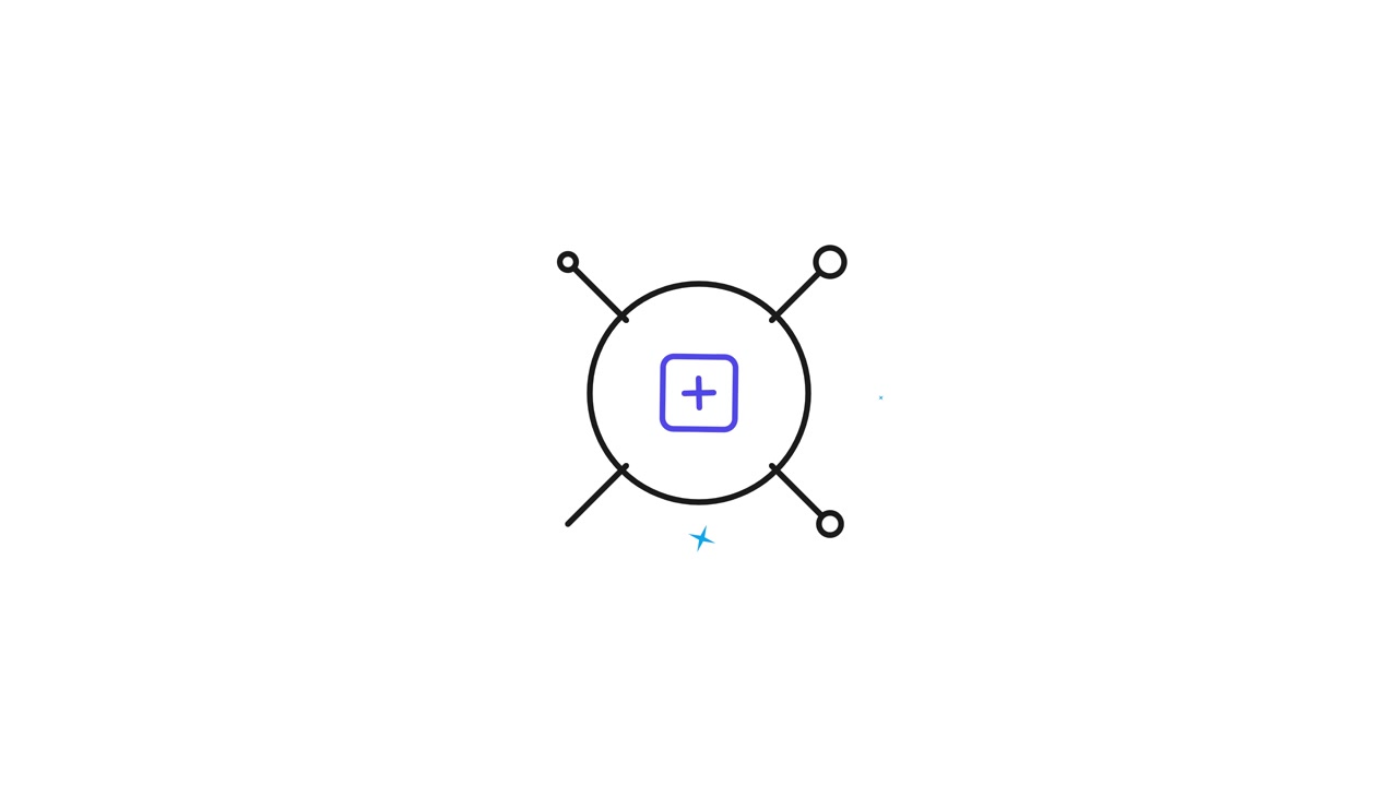 Animated Minimalist Plus Sign Icon with Expanding Circular Elements
