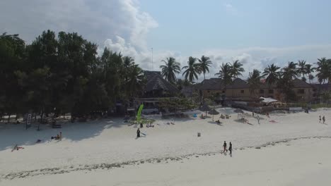 aerial shot of the exotic paje beach in zanzibar, tanzania