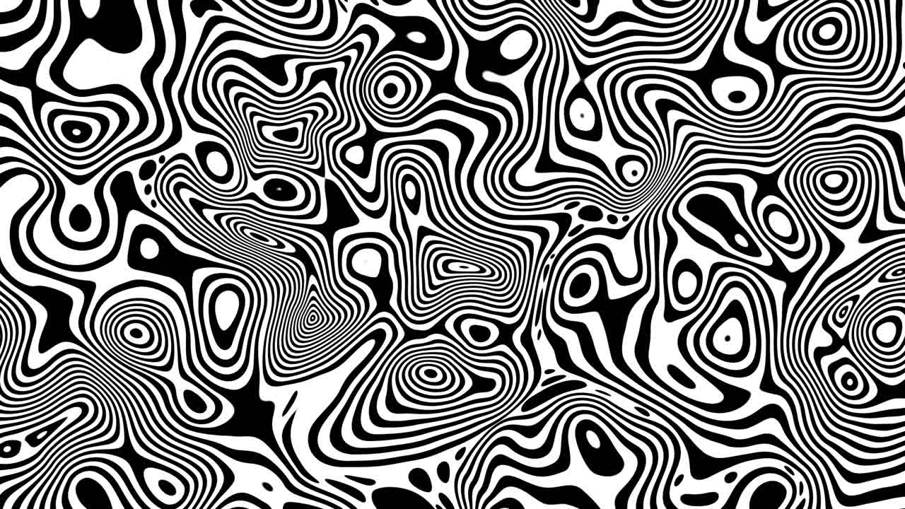 Hypnotic Swirling Turbulent Black and White Pattern Background - Morphing Shapes in a Seamless Motion - Abstract Monochrome Liquid with Chaotic Energy