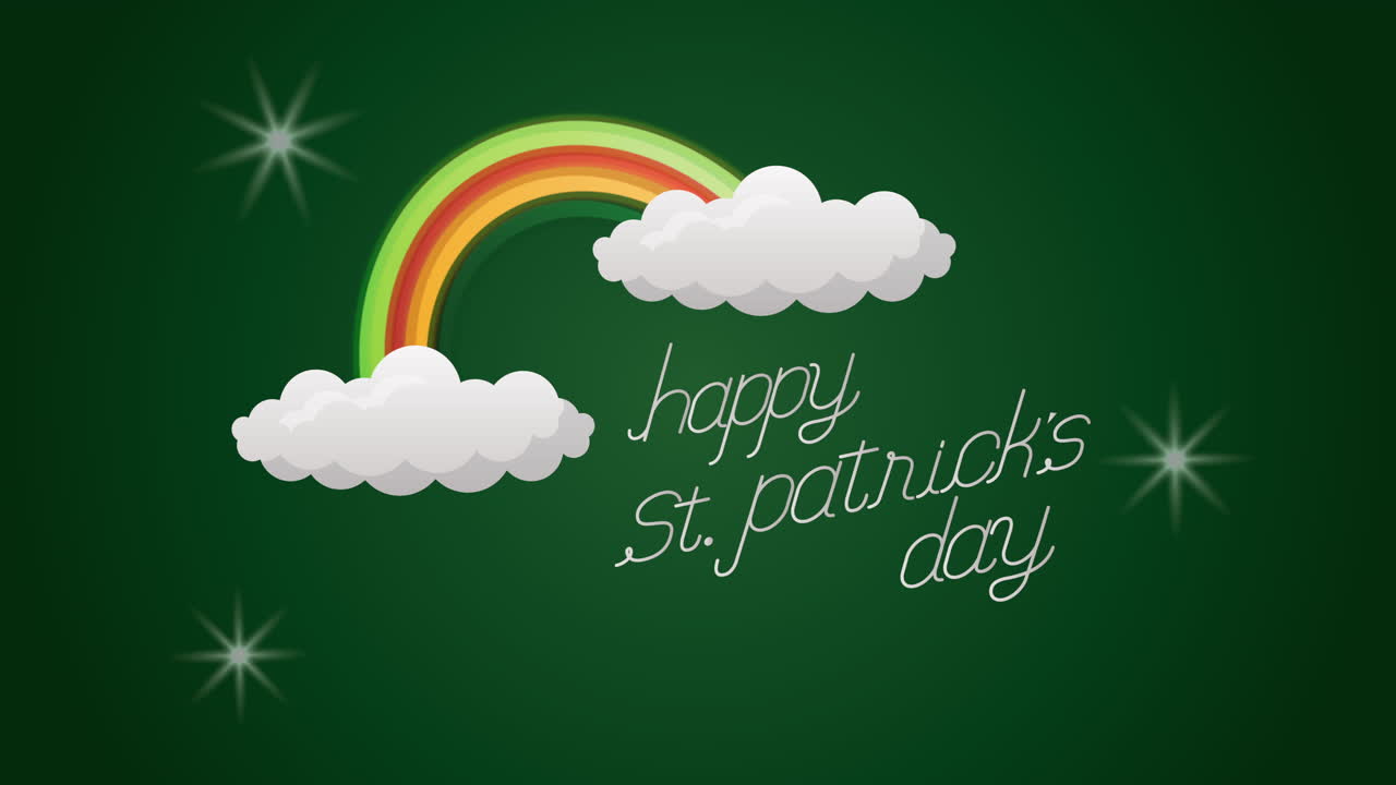 세인트 패트릭스 데이: 무지개와 함께 애니메이션 카드