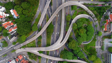 vista aérea del tráfico en la avenida más grande de sao paulo, sao paulo, brasil