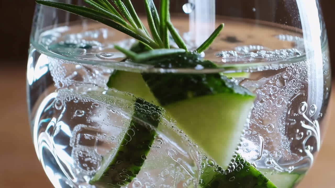 Refreshing Gin and Tonic with Cucumber and Rosemary