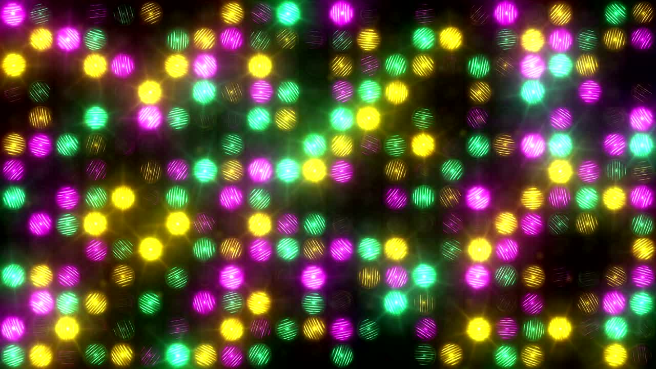 The wall of light flashes green, pink and yellow