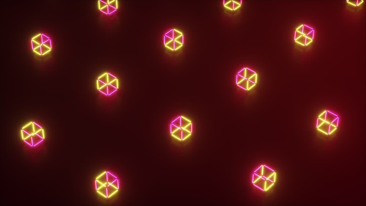 Sfondo con motivo a cubi al neon rosa e gialli
