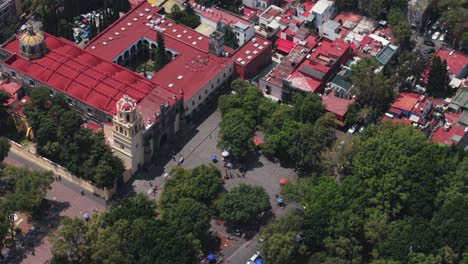church and park in downtown coyoacan, cdmx
