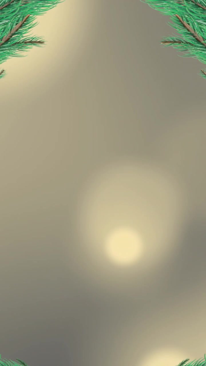 Animation of decorative christmas wreath over yellow spots of light against grey background