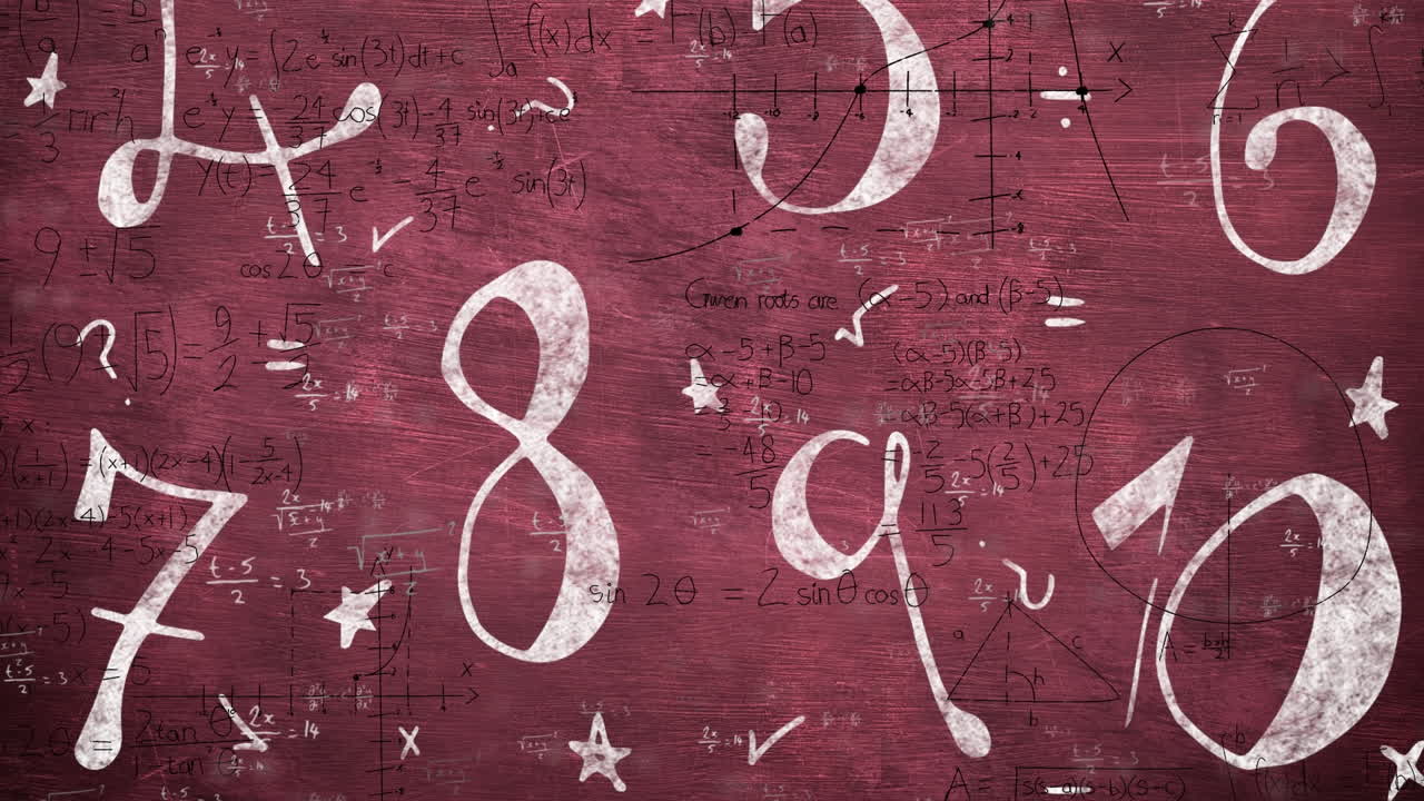 ⁇ 은 배경 위에 움직이는 수학 수식의 애니메이션