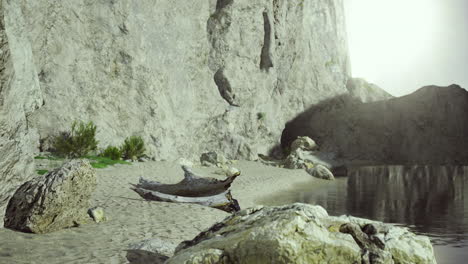 serene coastal landscape with rocky cliffs and calm waters during the day