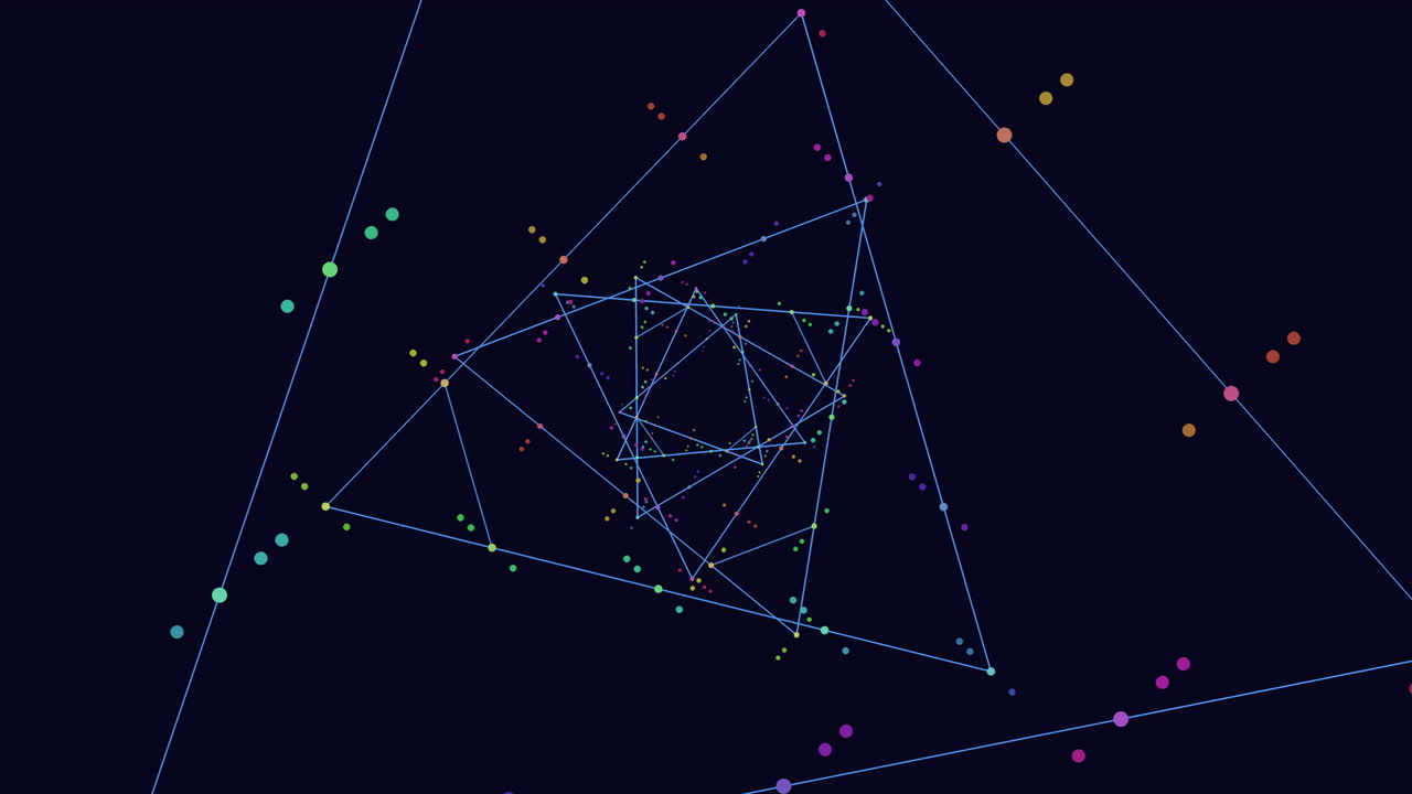 Abstrakt polygonnettverkstunnel med glødende noder, futuristisk bakgrunn for dataflyt