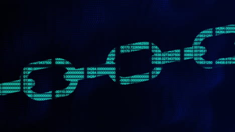 animation of data processing over online security chain on black background