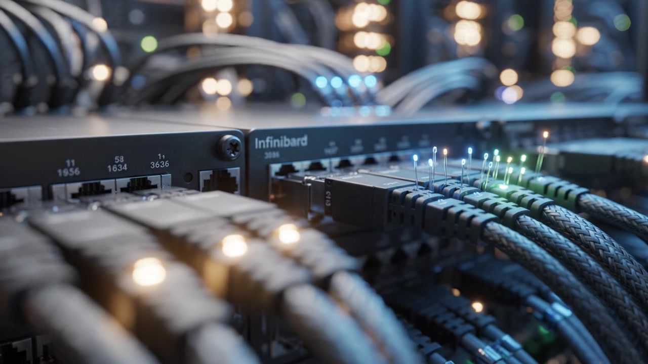 Detailed Close-Up of Network Cables and Server Equipment in a Data Center Environment Showcasing Connectivity and Technological Infrastructure