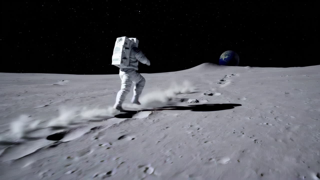 astronauta corriendo en la luna