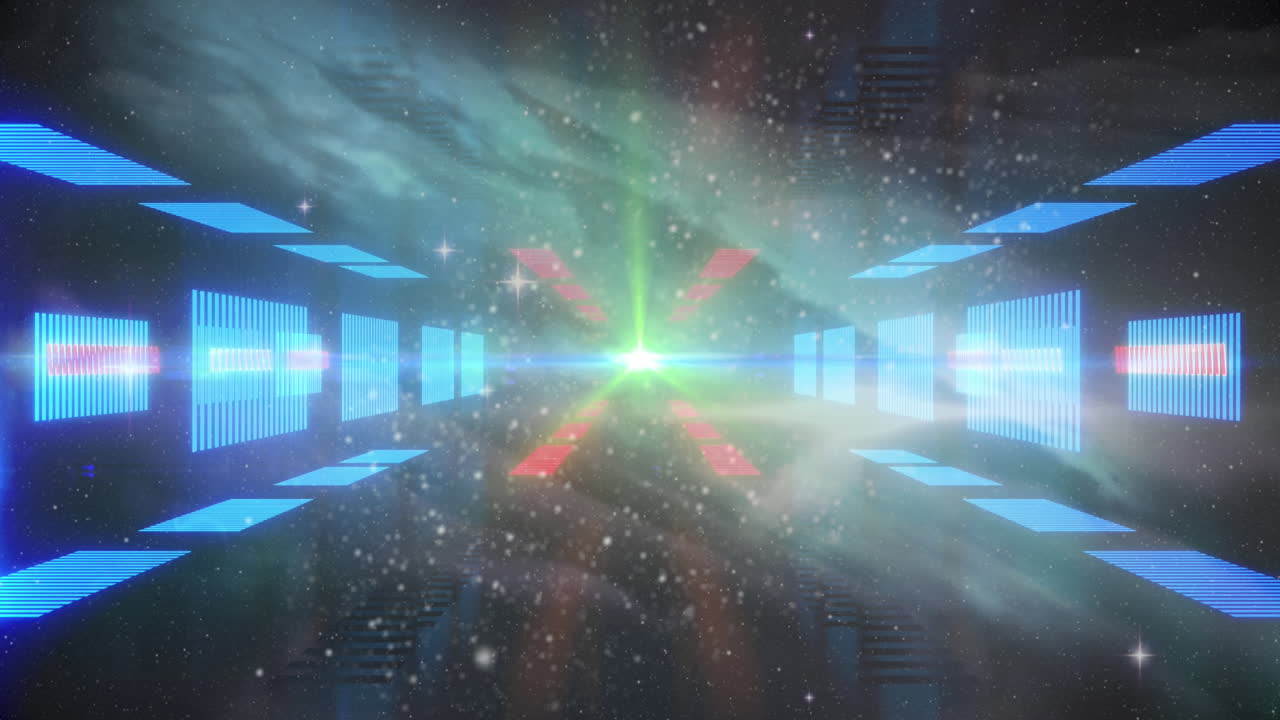 빛나는 터널에 비해 우주와 별들이