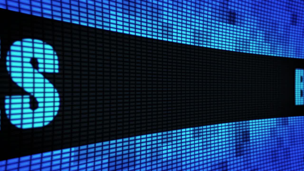 Digital display showing text