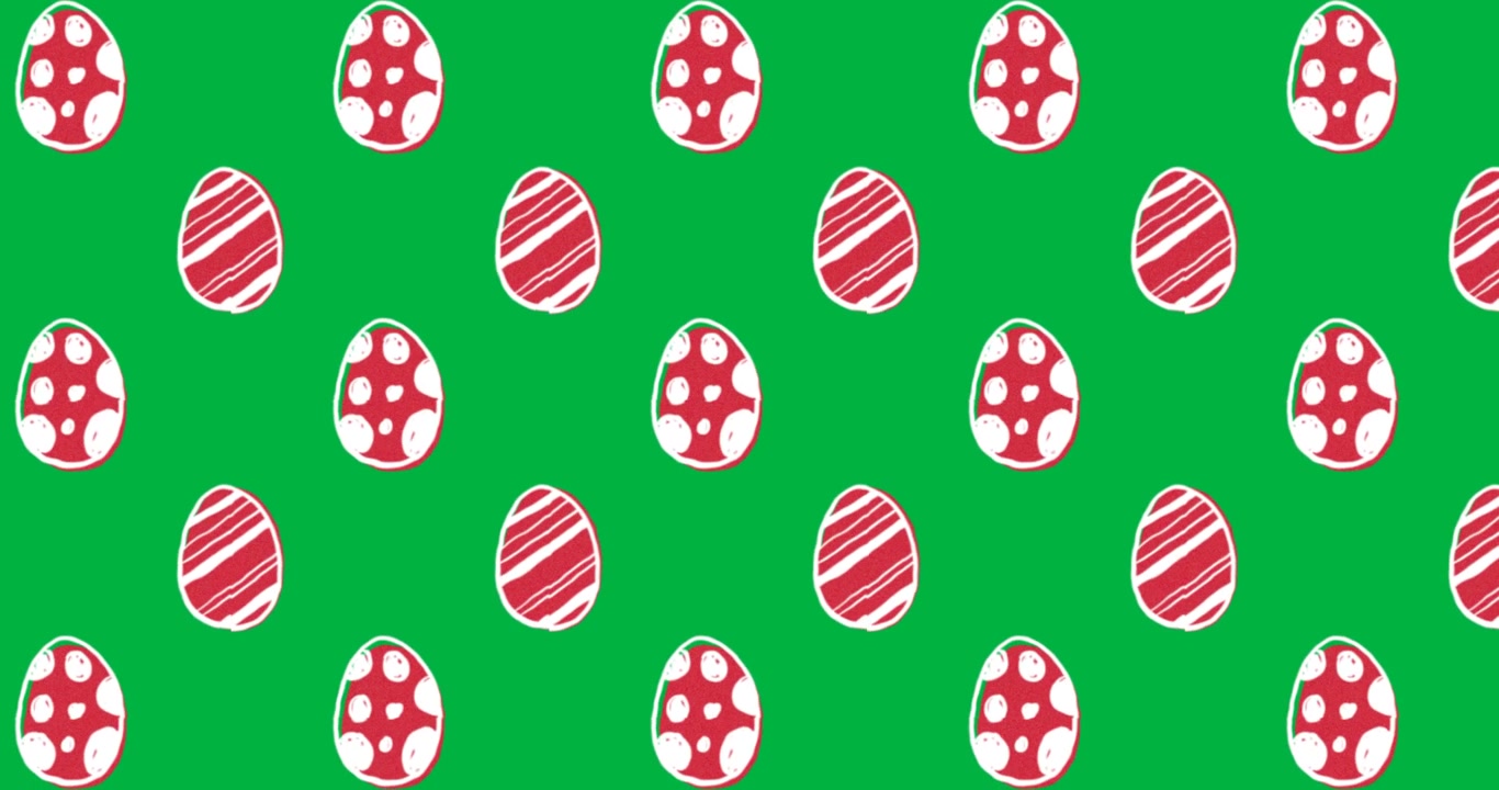 On play repeating red eggs sliding sideways and shifting vertically looping transparent background