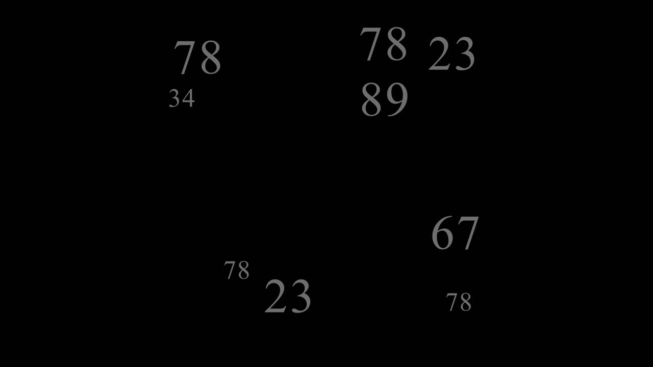 White casual moving numbers changing numeric code on black background