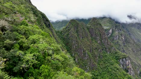 Aerial-drone-fly-view-of-Machu-Pichu-Mountain,-Peru,-Andes,-South-America-4