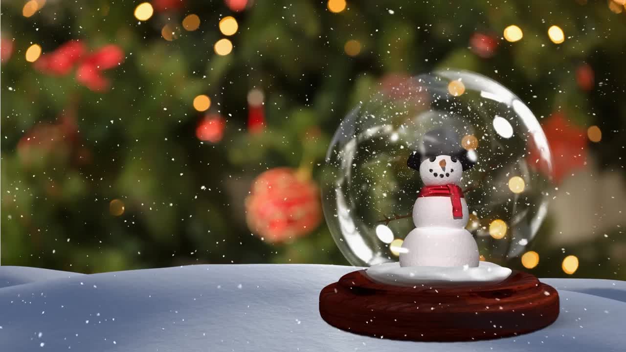 linda animación navideña del muñeco de nieve en un paisaje nevado 4k