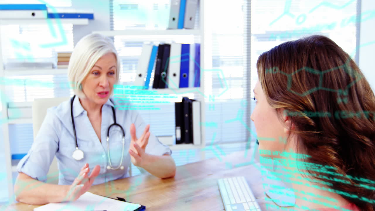 animación del procesamiento de datos sobre diversos médicos y pacientes