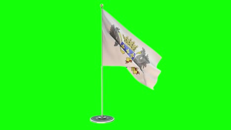 세인트 바르텔레미 (saint barthelemy) - 크로마 키가 있는 기둥 위에 흔들리는 발의 3d 일러스트레이션
