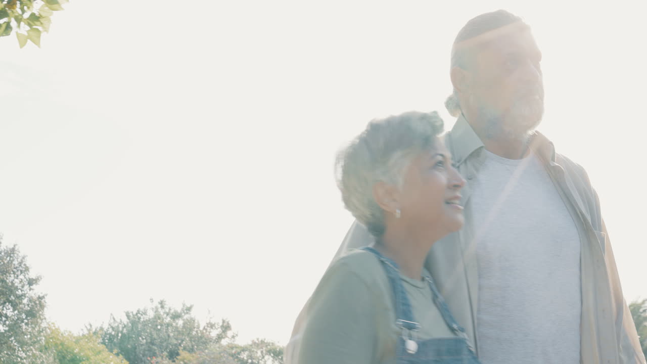 사랑, 시니어 커플, 그리고 자연에서 산책