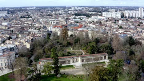 the botanical garden of bordeaux, france home to a large variety of flora established in 1746, aerial right pan