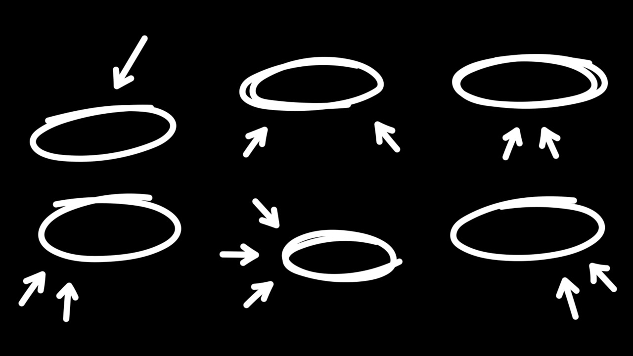 Animated White Hand-Drawn Circles and Arrows on Black Background
