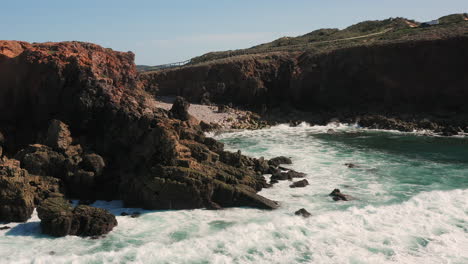 Aerial:-The-surf-beach-of-Bordeira-in-the-Algarve