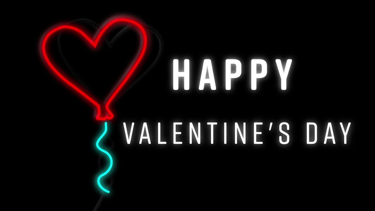 Animazione di buon San Valentino al neon su sfondo nero