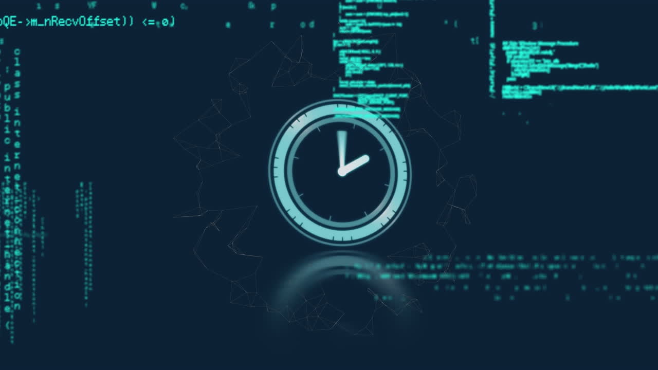animación del procesamiento de datos y el reloj se mueve rápido
