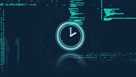 animación del procesamiento de datos y el reloj se mueve rápido