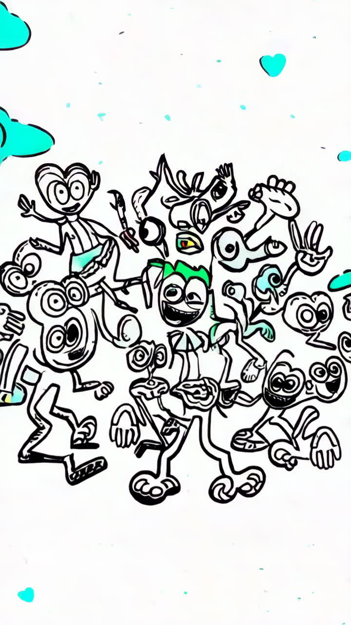 A Collection of Whimsical Cartoon Characters and Doodles