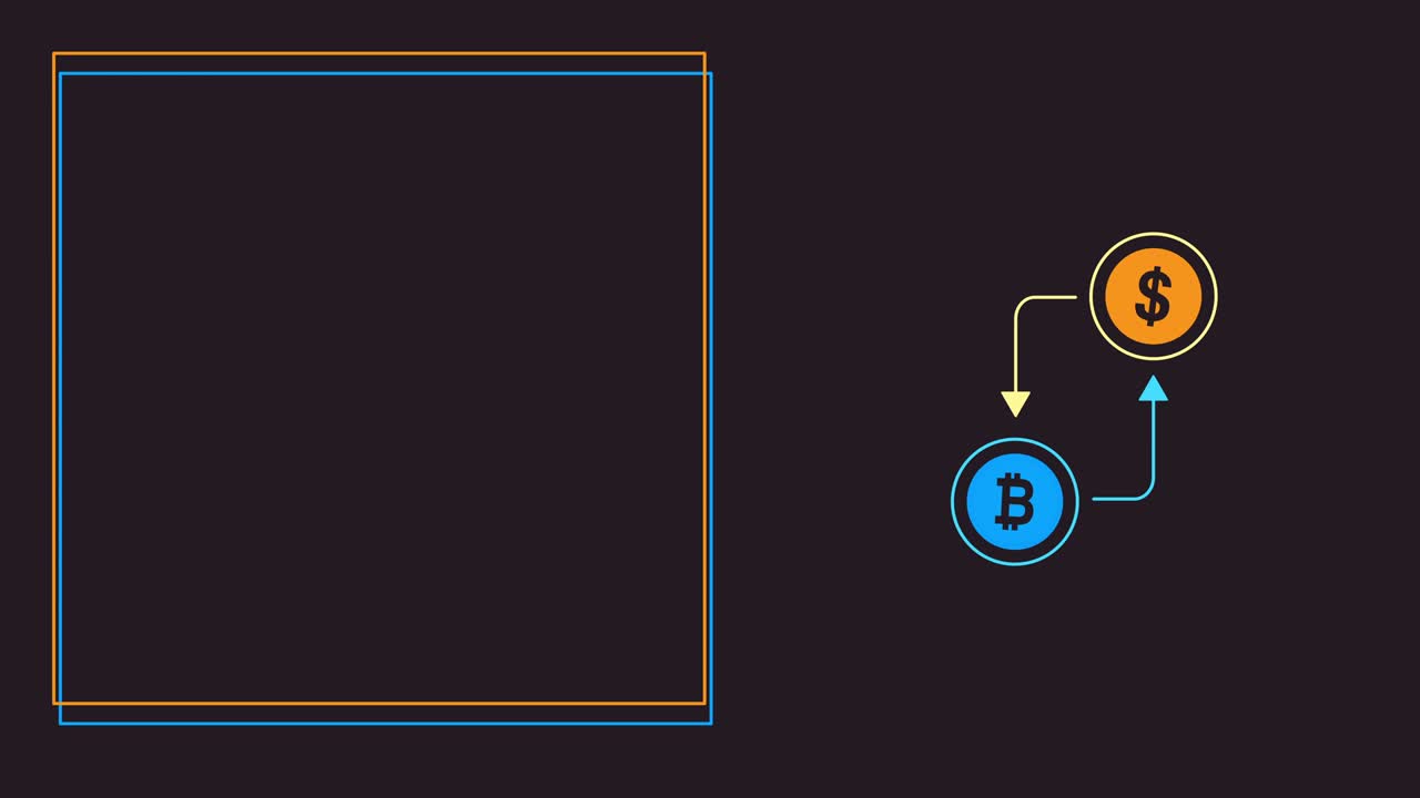 video en 4k del icono de criptomoneda de dibujos animados en fondo negro.