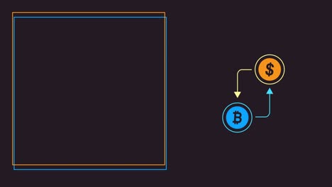 video en 4k del icono de criptomoneda de dibujos animados en fondo negro.