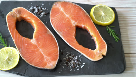 fresh raw salmon fillet steak