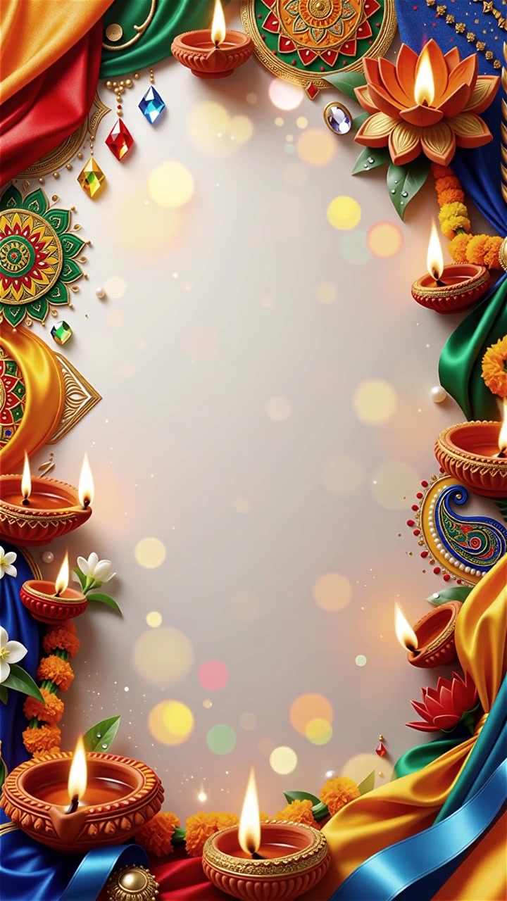 Sfondo del Festival Diwali con lanterne e decorazioni tradizionali Diyas.