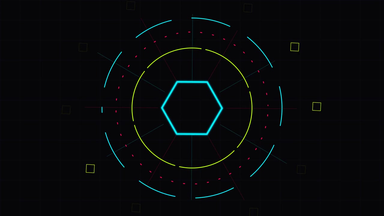 Abstract Neon Hexagon HUD Interface Animation