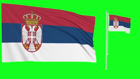 Greenscreen-Schwenkt-Serbische-Flagge-Oder-Fahnenmast