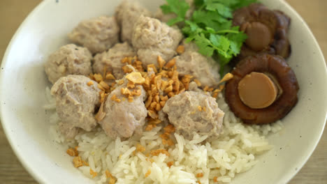 homemade dried rice porridge with boiled pork bowl