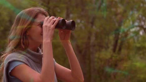 video de la niebla del arco iris sobre una joven mujer caucásica feliz