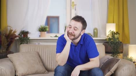 man in love is feeling happy.