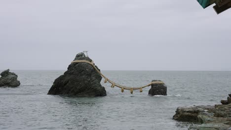 meoto iwa or the wedding rocks, futami okitama shrine, japan