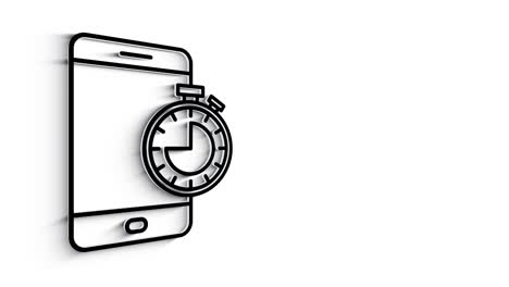 3d line icon time and clock animation on white background. 4k