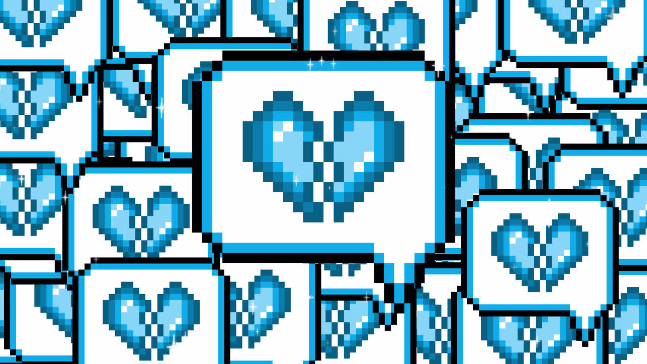 Pixel art pop up speech bubble icon broken heart Transitions. 1080p - 30 fps - Alpha Channel (1).mov