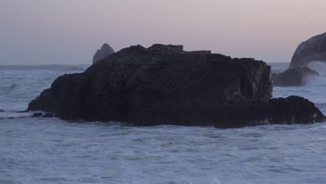 crashing waves on the rocks