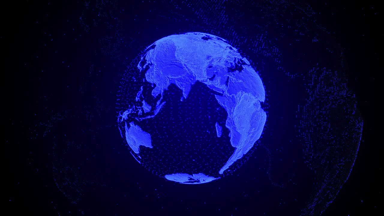 tierra holográfica azul de 4k con fondo en bucle