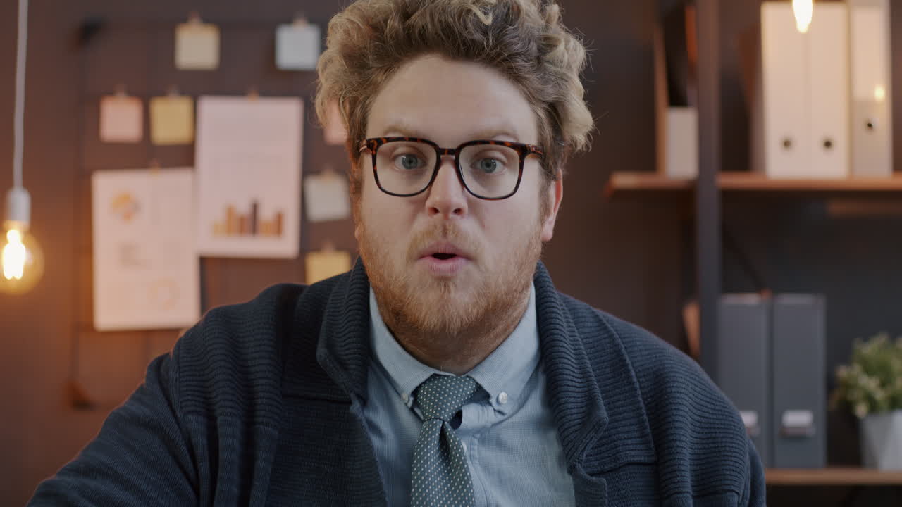 Surprised Businessman in Office