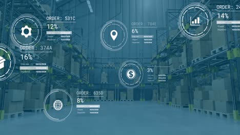 animación de iconos con procesamiento de datos sobre el almacén