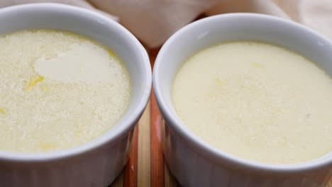 creamy custard in small dishes